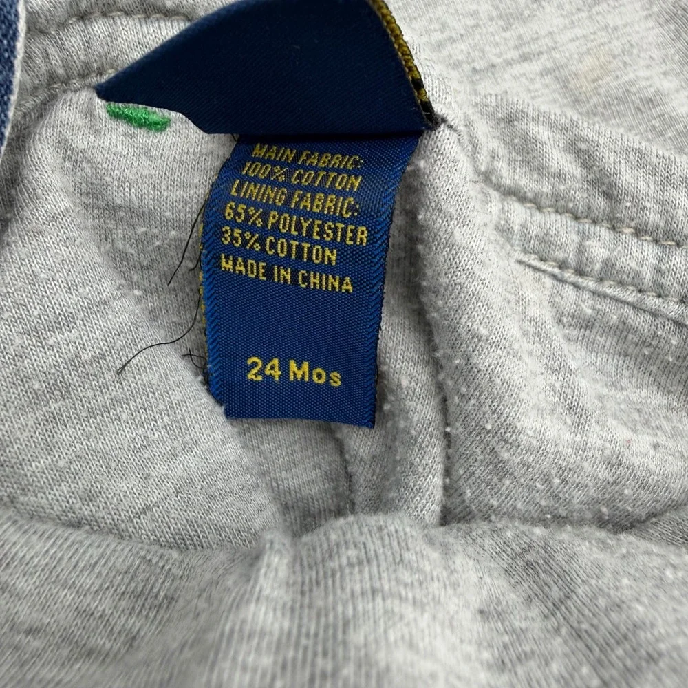 OshKosh Bgosh Kids 24 Months Hickory Stripe Jersey Lined Denim Overalls Blue